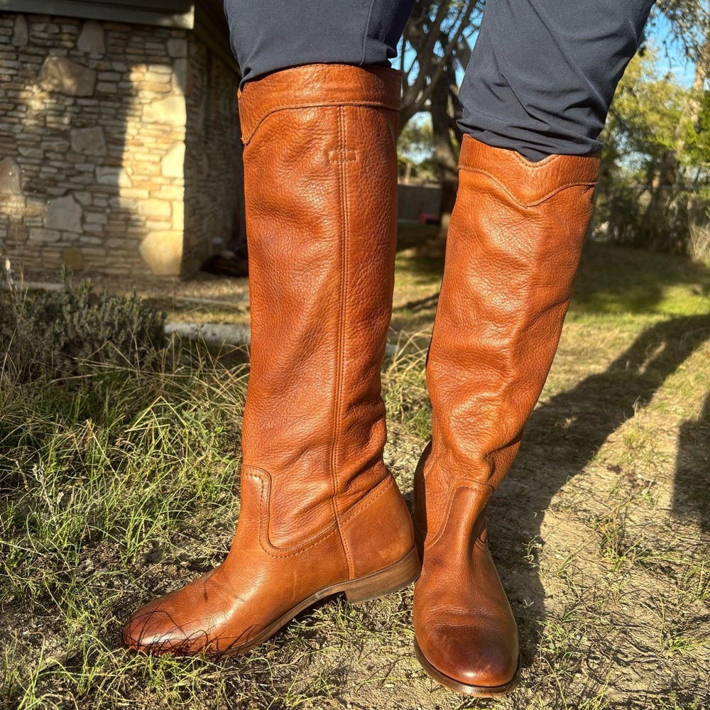 FRYE brown leather cowboy boots